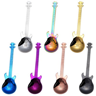 Stainless Steel Spoons Guitar Coffee Teaspoon Cute Demitasse Tea Spoon ( Purple )