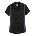 Dickie's® Women's Short Sleeve Industrial Color Block Shirt - Black/Charcoal Gray