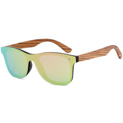 Rimless Sunglasses w/Bamboo Arms