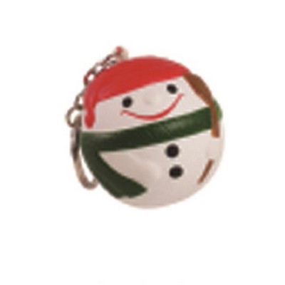 Squeezable Spherical Snowman Shaped Stress Ball with Key Ring