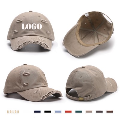 Adult Unisex 6 Panel Distressed Baseball Cap