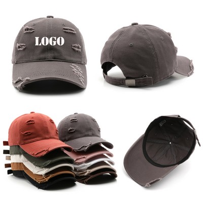 Unstructured Distressed Baseball Cap Dad Hat