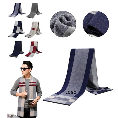 Elegant Men's Cashmere-Feel Grid Scarf