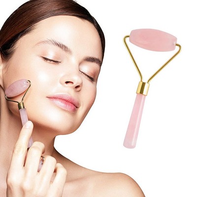 Face Roller, Facial Massage , Natural Rose Quartz Mass