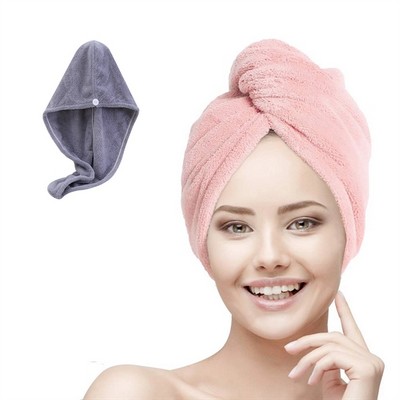 Quick Dry Coral Velvet Hair Towel Wrap - Fast Drying Hair Cap