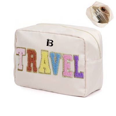 Nylon Large-capacity letter makeup cosmetic bag