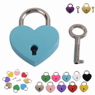 Small Metal Heart Shaped Padlock Mini Lock With Key