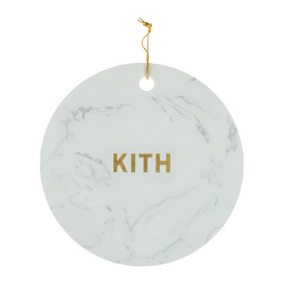 Round Marble Tray with Brass Inset Logo