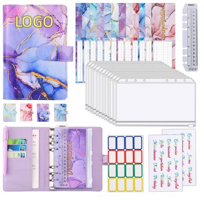 A6 Colorful Marble Style PU Budget Planner Notebook