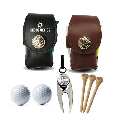 Leather Golf Ball Holder Set