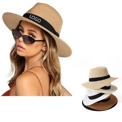 Womens Mens Wide Brim Straw Panama Hat