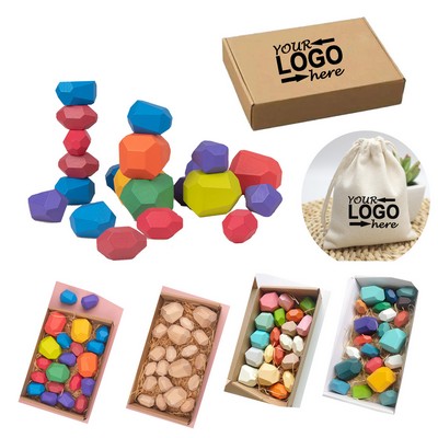 Colorful Wooden Stacking Blocks Case Set