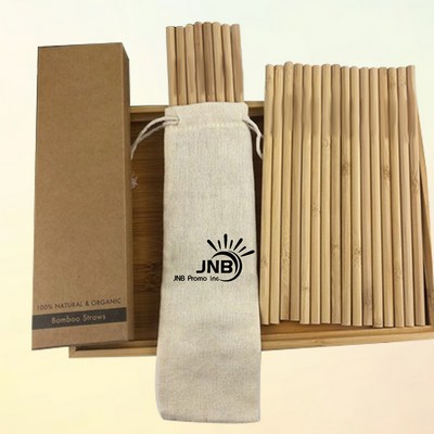 Bamboo Drinking Straw Set with Cotton Pouch