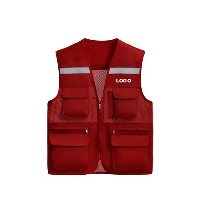 Reflective Safety Vest with Multiple Pockets