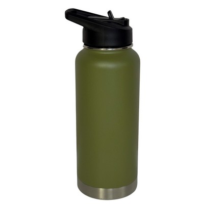 32 Oz. Stainless Double Wall Vacuum Insulated bottle powder coated, army green