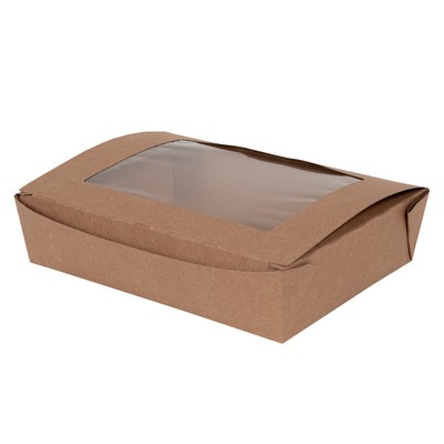 BioPlus VIEW #2 Window Paper Takeout Box - Kraft