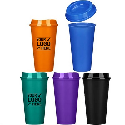 Eco-Friendly 16oz Reusable Coffee Cup with Lid