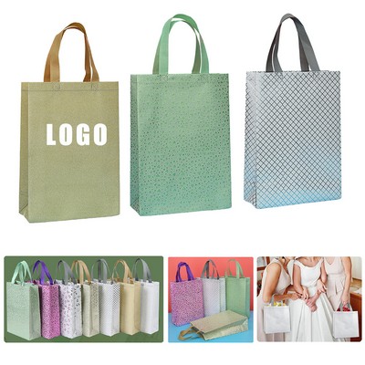 Large Silver Metallic Glitter Tote Gift Bag