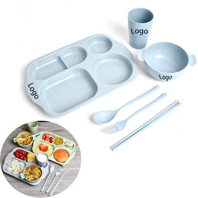 Six Piece Wheat Straw Food Plate Set