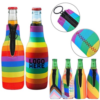 Rainbow Pride Beer Beverage Cooler Sleeves