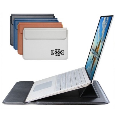 PU Leather Laptop Sleeve with Stand