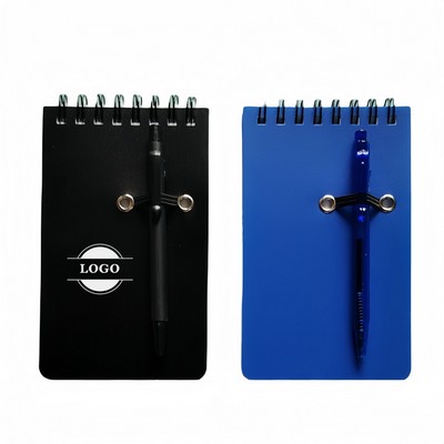 Plastic Hardcover Spiral Mini Notepads with Pens