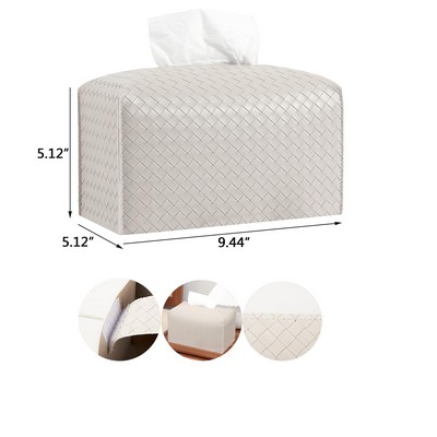 Tissue Box Cover PU Leather Tissue Holder Square Facial Tissue Case Facial Paper Organizer Dispenser