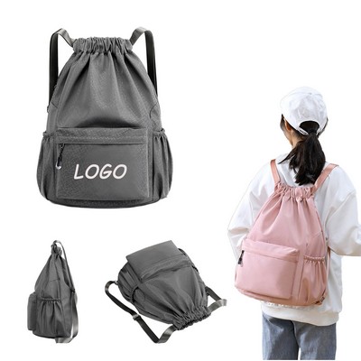 Solid Color Large Capacity Drawstring Backpack