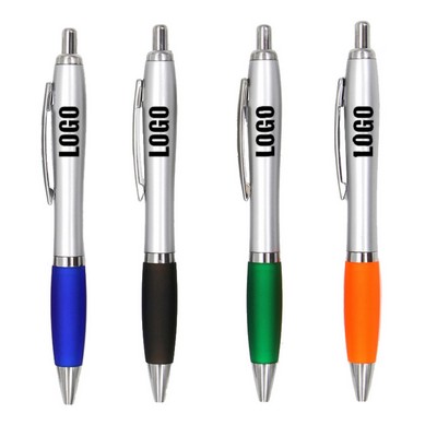 Retractable Ballpoint Pen with Rubber Grip