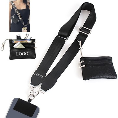 Phone Strap with Zippered Pouch