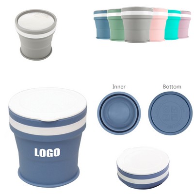 350ml Silicone Collapsible Cup with Heat Resistant Flat Lid