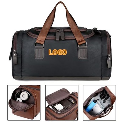 7.9 Gallon Pu Leather Sport Gym Duffle Travel Bag