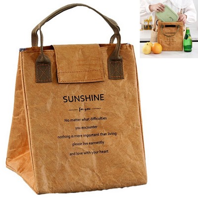 Reusable & Washable Kraft Paper Insulated Lunch Bag