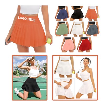 Pleated Golf Tennis Skirt with Integrated Ball Pockets(S-3XL)