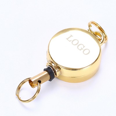 Stainless Steel Retractable Round Keychain