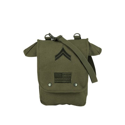 Olive Drab Map Case Shoulder Bag w/Military Patches