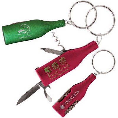 Bottle-Shaped Multi-Function Pocket Knife w/Key Ring