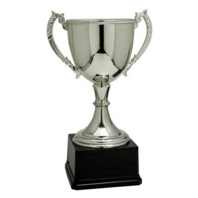 Cup Trophy, Silver Zinc Metal & Weighted Base - 6 3/4"