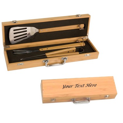 Bamboo BBQ Tool Gift Set - Laser Engraved