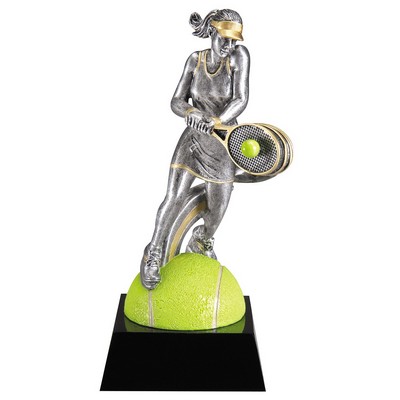 9" Female Tennis Motion Xtreme Resin Trophy