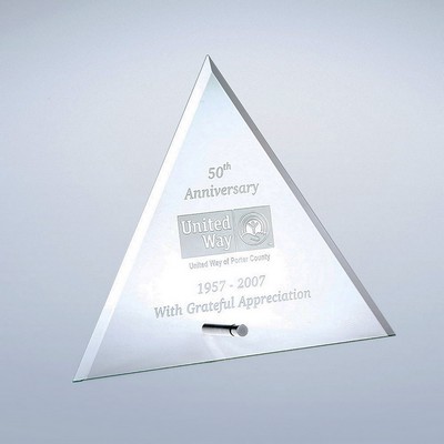 Beveled Triangle Jade Glass Award with Aluminum Pole, Large (11 1/2"x10")