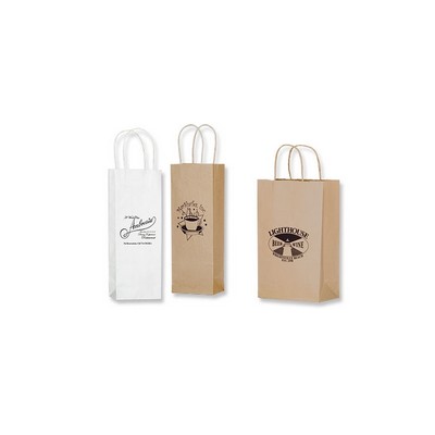 Short Run Imprinted White Wine Bottle Bag (5¼"x3½"x13")