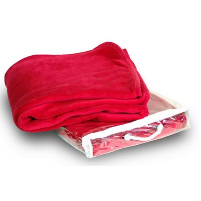 Micro Plush Coral Fleece Blanket --50X60 Red (Embroidered)