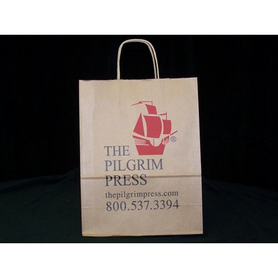 Bistro Custom Paper Shopping Bags Recycled Kraft Paper Printed Two Sides