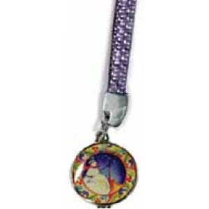 3/8" Wide Rhinestone Lanyard with 1" Round Metal Charm