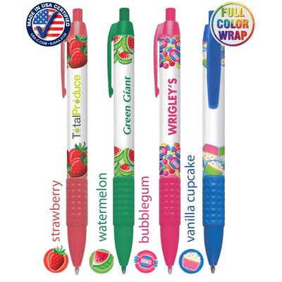 Union Printed - USA Made - Pre-Designed - Wide Body Click Pen with Colored Trim and Rubber Grip - Fu