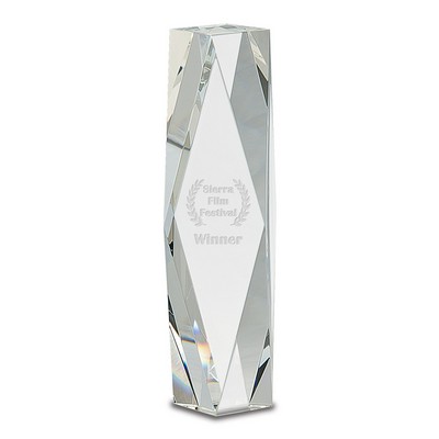 Clear Faceted Crystal Tower Award (10")