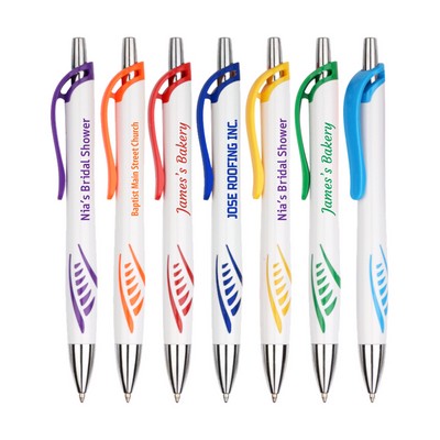 Union Printed - White Barrels - Hashishy - Clicker Pens with 1-Color Logo