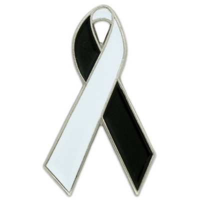 Black and White Awareness Ribbon Pin