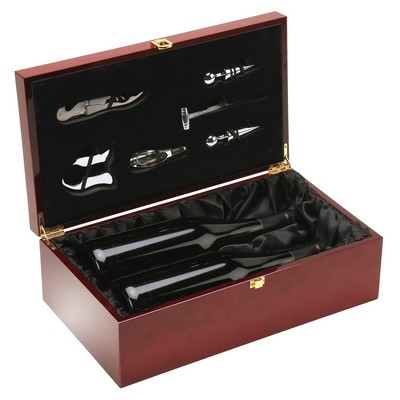 High Gloss Rosewood Wine Bottle Box - 2 Bottles